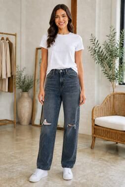 Hidden Jeans Los Angeles Distressed Straight Leg Jeans Size 27